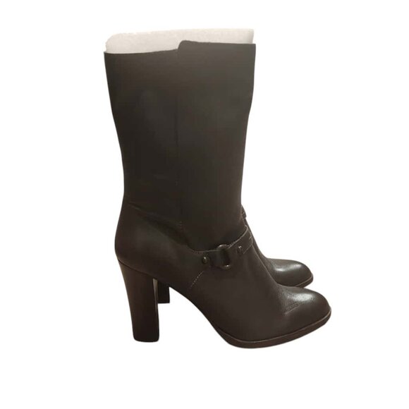 Banana Republic Lucia Leather Brown Calf Boots Women's Size 8.5 Side Zipper - Picture 3 of 9